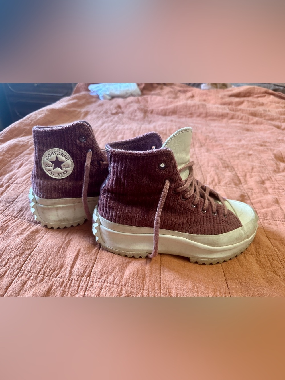 Converse Run Star Pink Corduroy High Top Sneakers